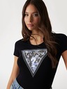 Guess Jeans Damen Schwarzes T-Shirt mit Blumenaufdruck von Guess Jeans