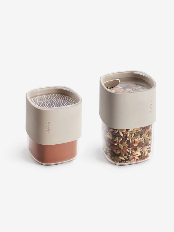 Lékué Set aus drei Vorratsbehältern für trockene Lebensmittel in hellblau Lékué Flip Storage Set