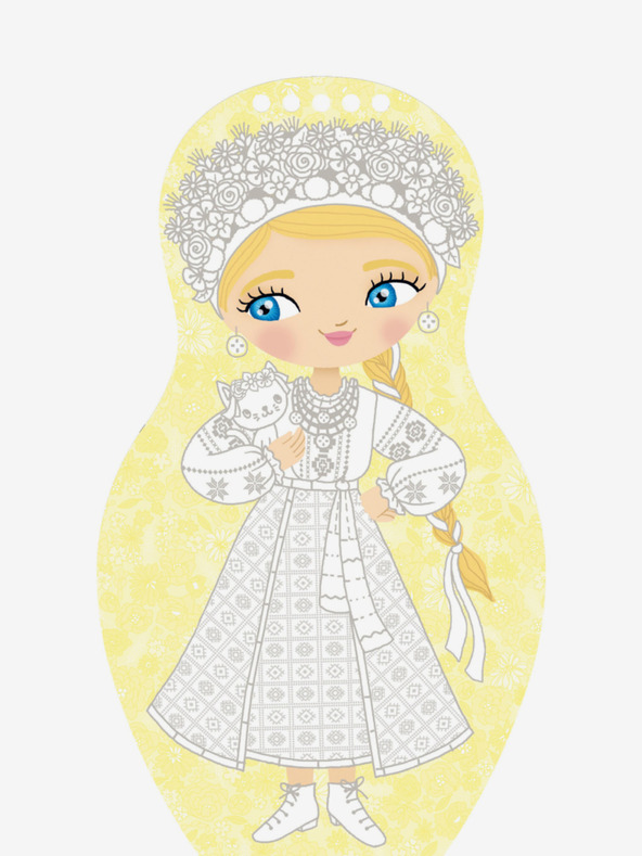 ELLA & MAX Verkleiden Sie ukrainische Puppen ALINA - Malvorlage