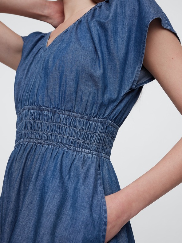 GAP Damen-Chambray-Maxikleid mit Taschen Americana GAP