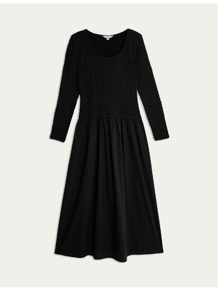 Marks & Spencer Marks & Spencer Midikleid aus reiner Baumwolle mit ausgestellter Taille schwarz