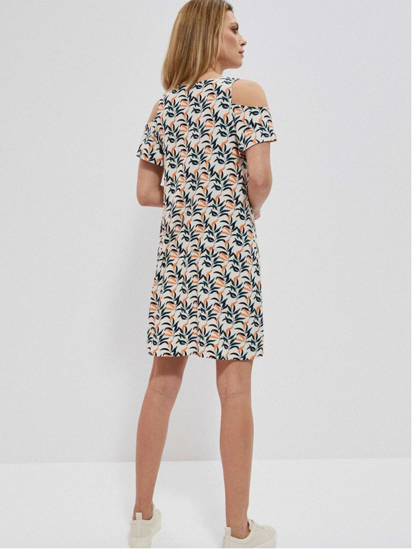 Moodo Weißes gemustertes Damenkleid Moodo