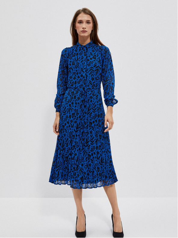Moodo Schwarz-blaues geblümtes Damenkleid Moodo