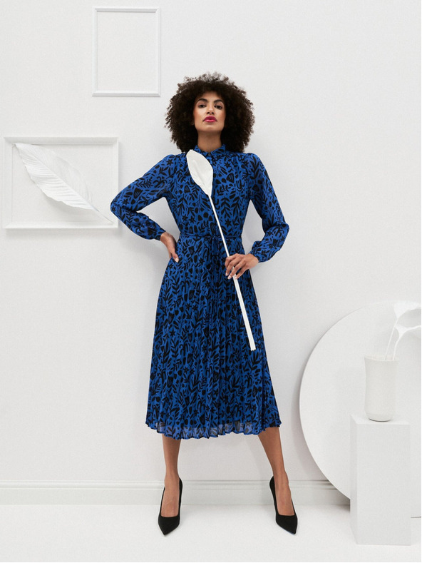 Moodo Schwarz-blaues geblümtes Damenkleid Moodo