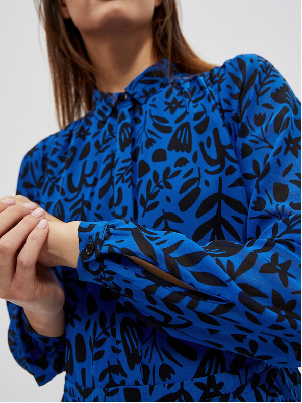 Moodo Schwarz-blaues geblümtes Damenkleid Moodo