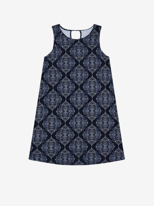 Moodo Dunkelblaues gemustertes Damenkleid Moodo