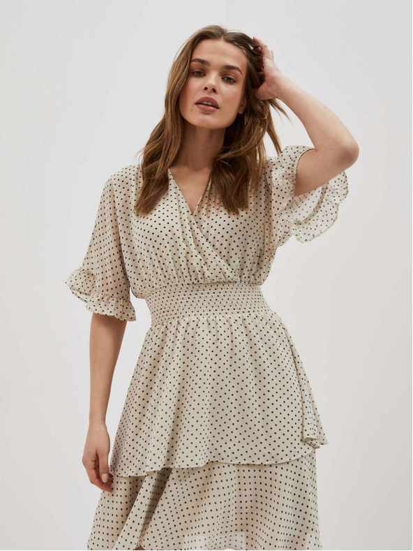 Moodo Schwarz-beige Damen Tupfenkleid Moodo