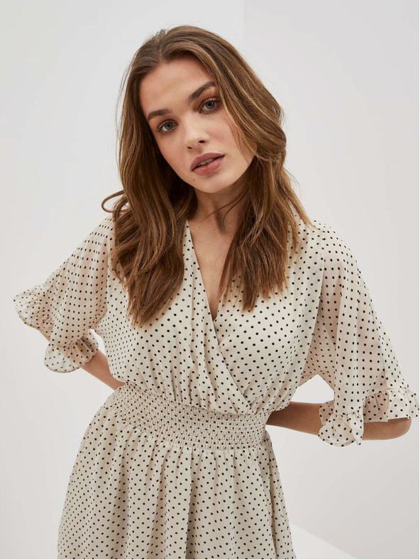 Moodo Schwarz-beige Damen Tupfenkleid Moodo