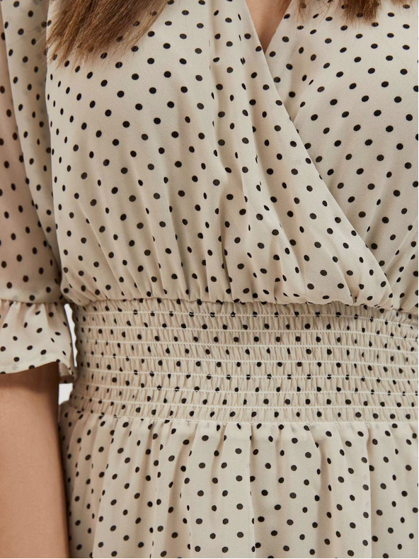 Moodo Schwarz-beige Damen Tupfenkleid Moodo