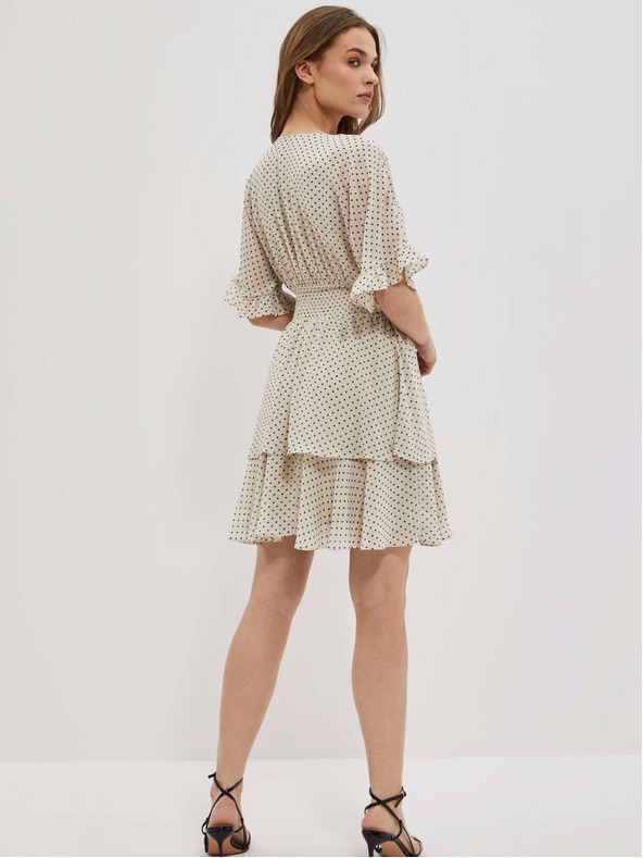 Moodo Schwarz-beige Damen Tupfenkleid Moodo