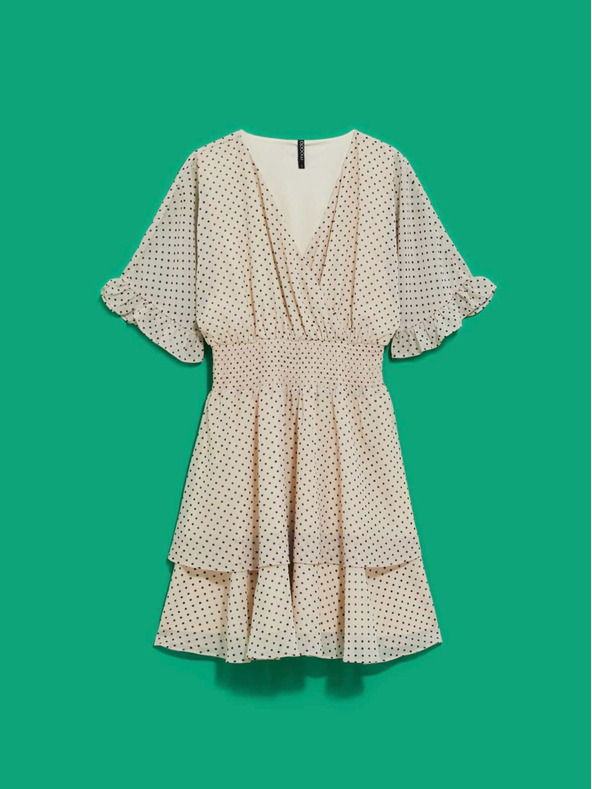 Moodo Schwarz-beige Damen Tupfenkleid Moodo