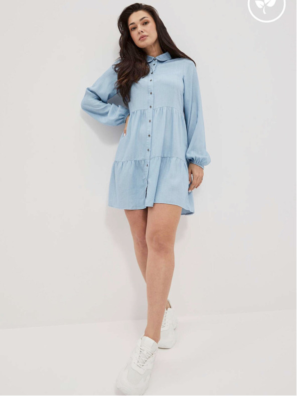 Moodo Hellblaues Damen-Shirt-Kleid Moodo