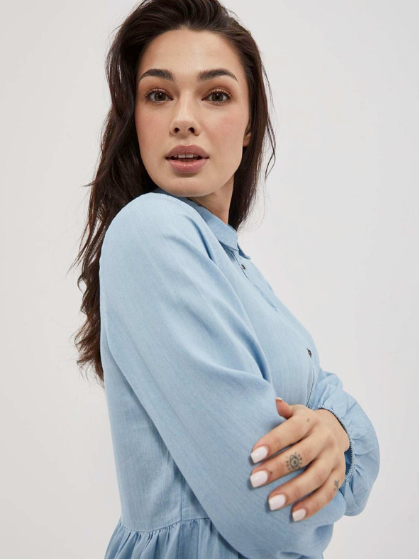 Moodo Hellblaues Damen-Shirt-Kleid Moodo