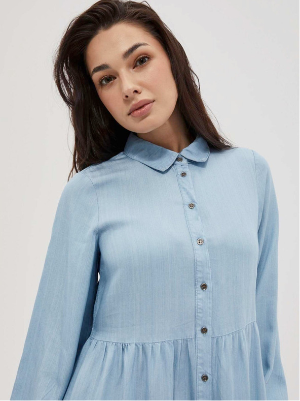 Moodo Hellblaues Damen-Shirt-Kleid Moodo