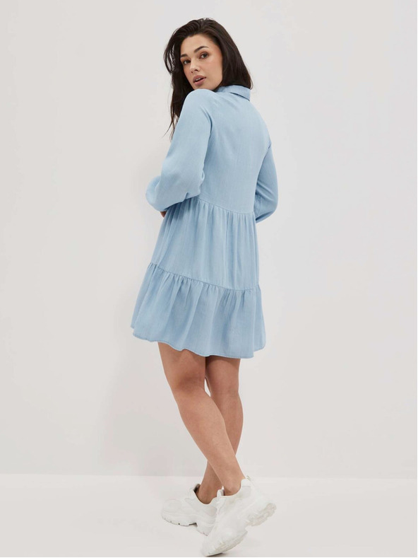 Moodo Hellblaues Damen-Shirt-Kleid Moodo