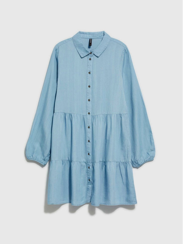 Moodo Hellblaues Damen-Shirt-Kleid Moodo
