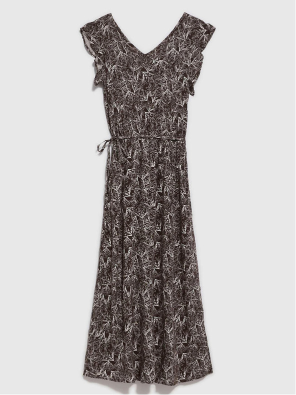 Moodo Weiß-braunes Damen-Blumenkleid Moodo