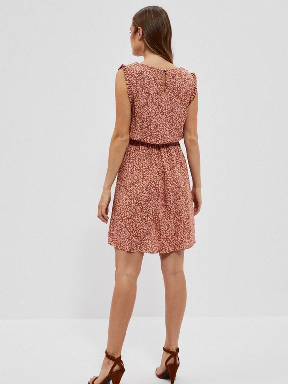 Moodo Beige und braun gemustertes Damenkleid Moodo