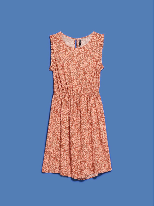 Moodo Beige und braun gemustertes Damenkleid Moodo