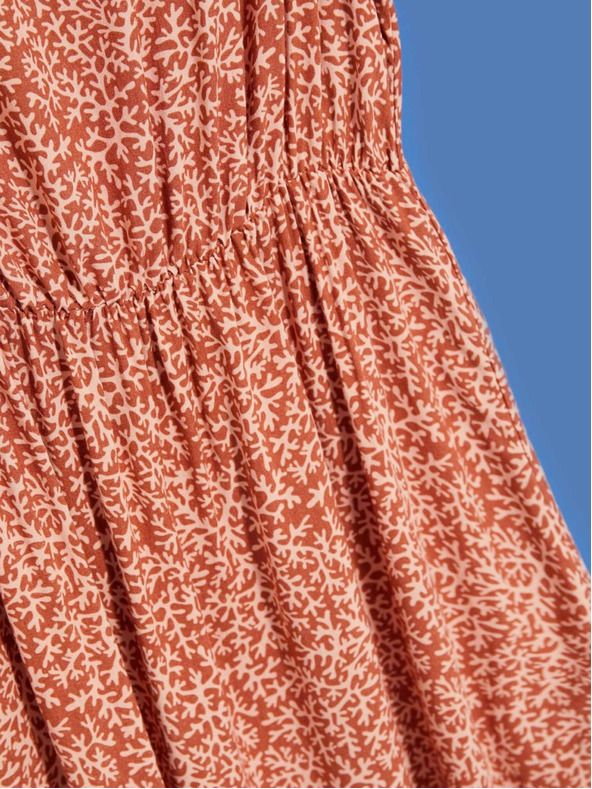 Moodo Beige und braun gemustertes Damenkleid Moodo