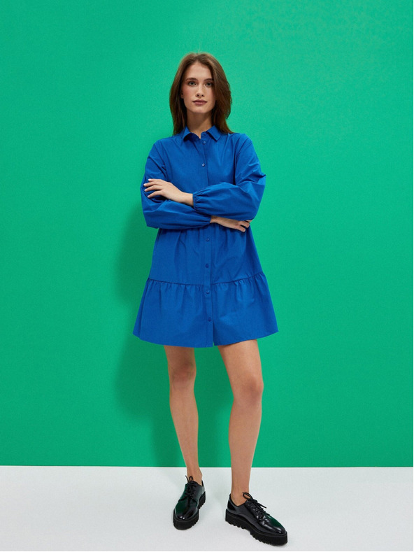 Moodo Blaues Damen-Shirt-Kleid Moodo