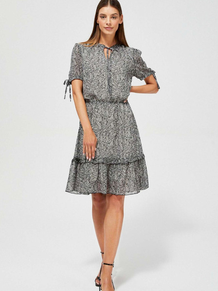Moodo Schwarzes gemustertes Damenkleid Moodo