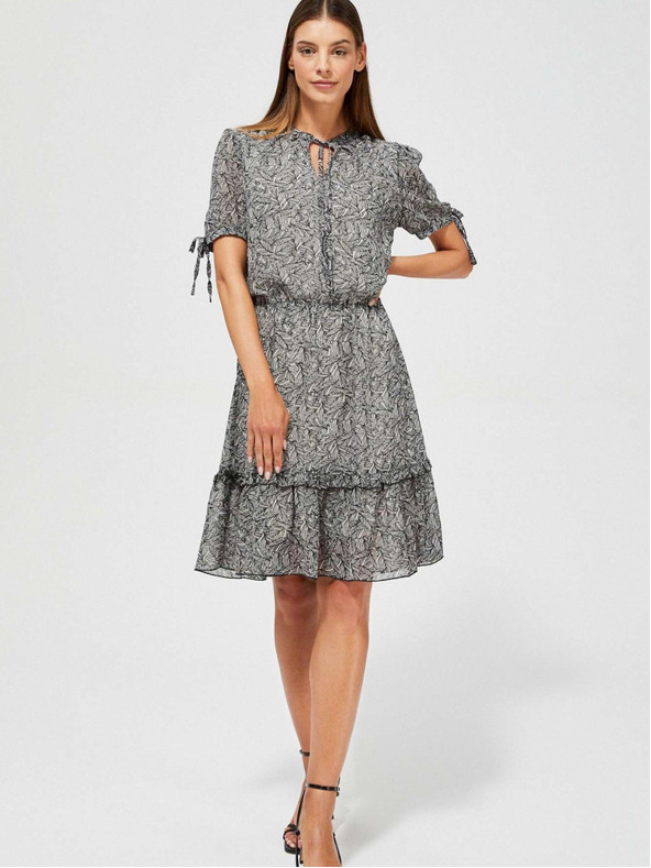 Moodo Schwarzes gemustertes Damenkleid Moodo