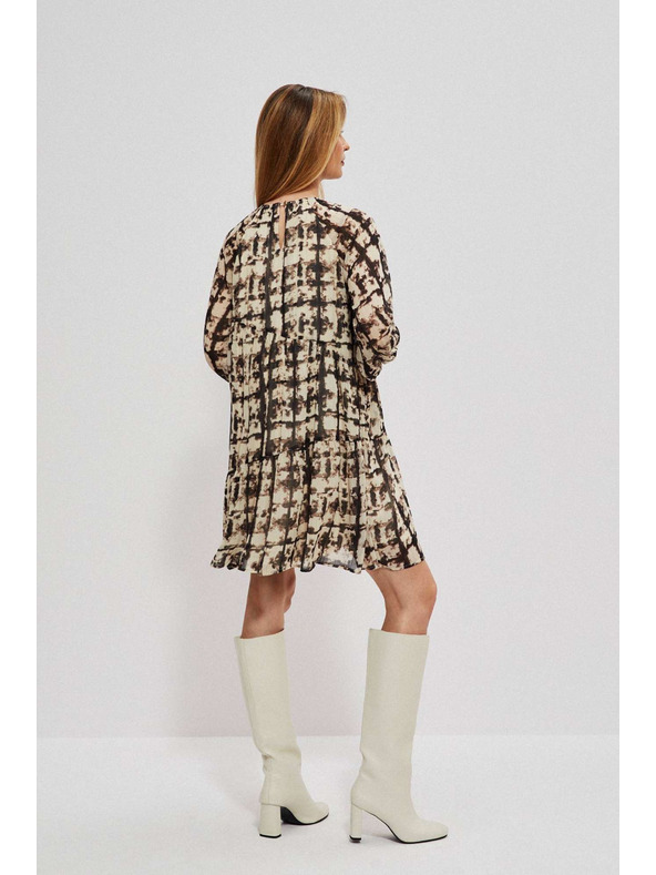 Moodo Braun und beige gemustertes Damenkleid Moodo