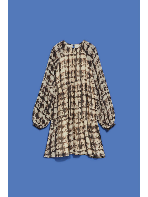 Moodo Braun und beige gemustertes Damenkleid Moodo