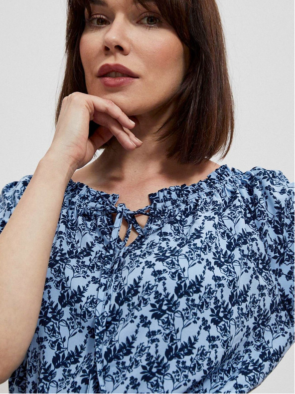 Moodo Blaues geblümtes Damenkleid Moodo