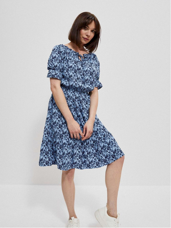 Moodo Blaues geblümtes Damenkleid Moodo