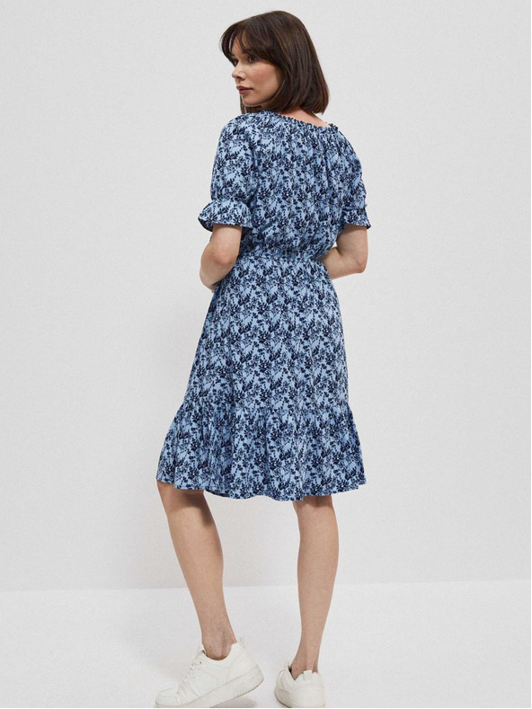 Moodo Blaues geblümtes Damenkleid Moodo
