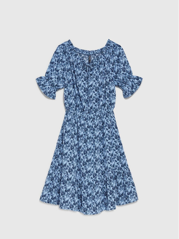 Moodo Blaues geblümtes Damenkleid Moodo