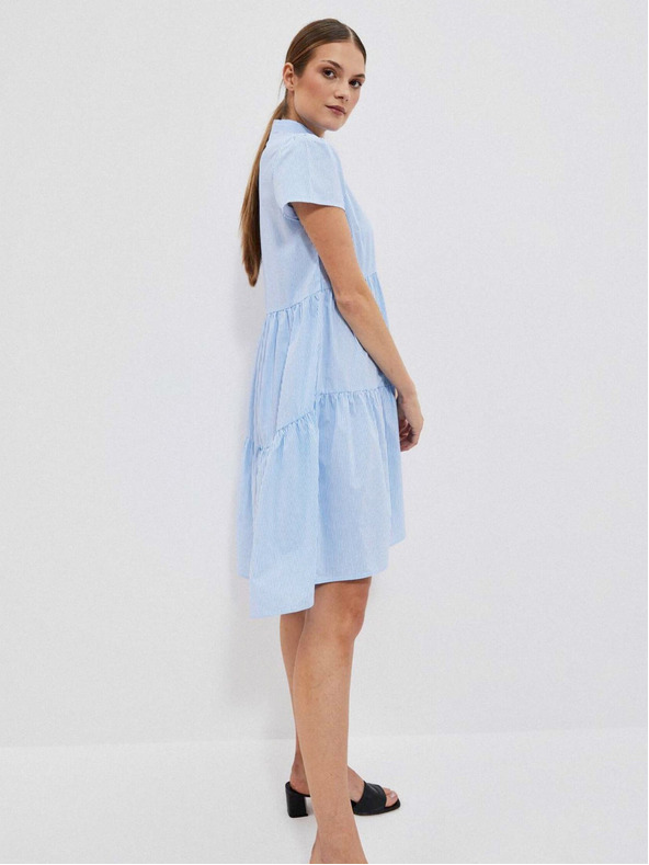 Moodo Weiß und blau gestreiftes Damen-Shirtkleid von Moodo