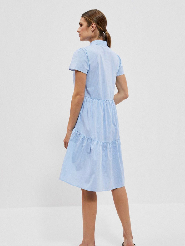 Moodo Weiß und blau gestreiftes Damen-Shirtkleid von Moodo