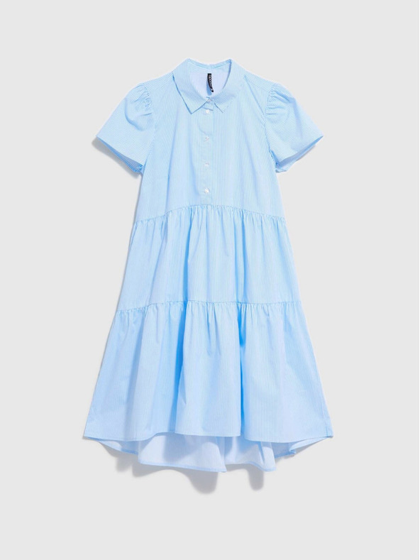 Moodo Weiß und blau gestreiftes Damen-Shirtkleid von Moodo