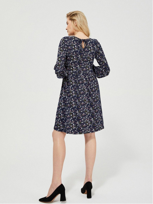 Moodo Dunkelblaues geblümtes Damenkleid Moodo