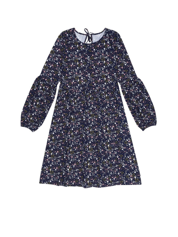 Moodo Dunkelblaues geblümtes Damenkleid Moodo