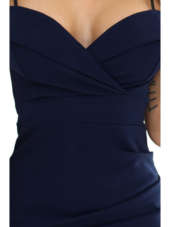 numoco CALLIE Midikleid mit ausgestellten Schultern und herzförmigem Ausschnitt - navy blau