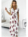 numoco Plissiertes Midi-Kleid mit Ausschnitt und Volants - dunkle rote Rosen