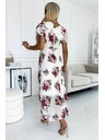 numoco Plissiertes Midi-Kleid mit Ausschnitt und Volants - dunkle rote Rosen