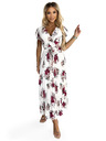 numoco Plissiertes Midi-Kleid mit Ausschnitt und Volants - dunkle rote Rosen