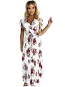 numoco Plissiertes Midi-Kleid mit Ausschnitt und Volants - dunkle rote Rosen