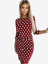 numoco Sportliches Kleid mit Bindeband und Taschen - burgunderrot + gepunktet Numoco