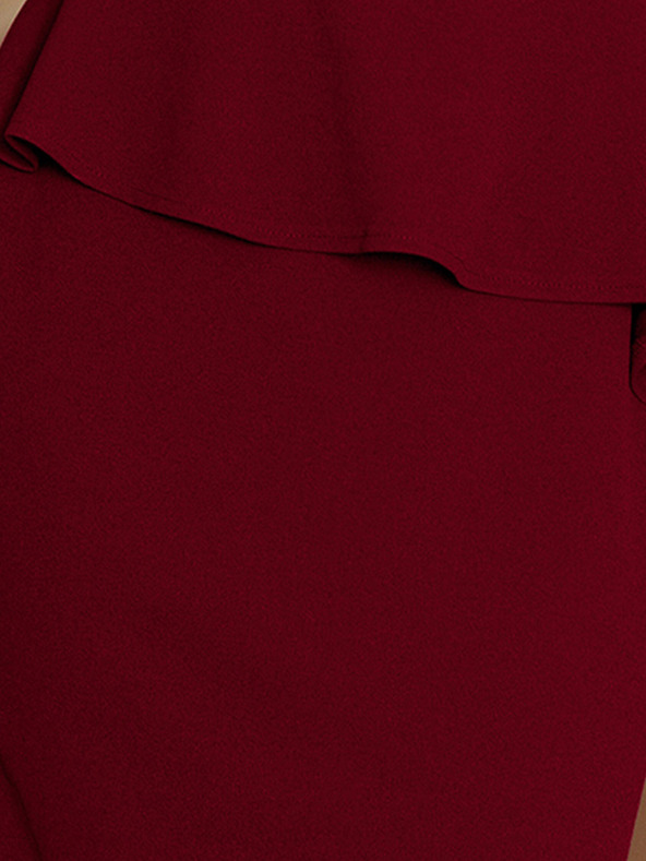 numoco Elegantes Midikleid mit Rüschen - burgunderrot Numoco
