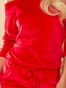 numoco Sportliches Kleid mit Krawatte und Taschen - Velours - Rot Numoco