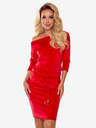 numoco Sportliches Kleid mit Krawatte und Taschen - Velours - Rot Numoco