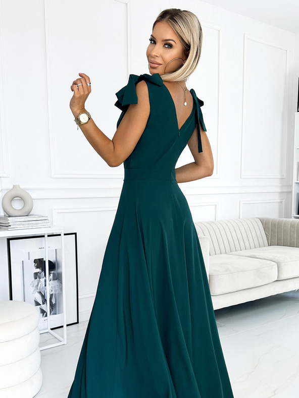 numoco Langes Kleid mit herzförmigem Ausschnitt und Schulterbändern - grün Numoco ELENA