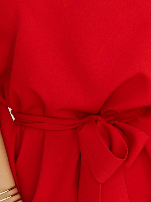 numoco Rotes Damenkleid mit Gürtel Numoco