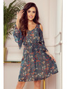 numoco Grünes Damen-Blumenkleid mit Ausschnitt Numoco
